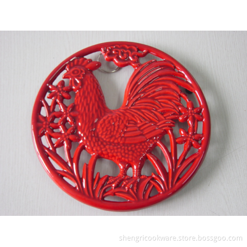 Red Rooster Cast Iron Trivet